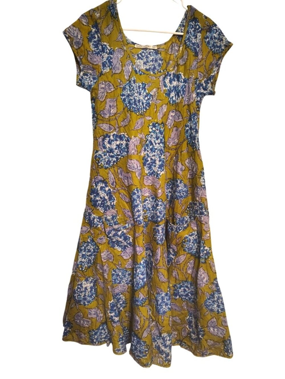Dress Addict Size Medium Dress, 100% Cotton, Green Blue Flower Spring Summer